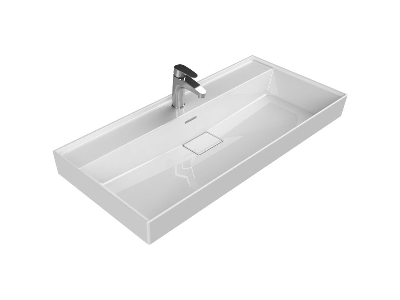 Turkuaz Seramik Cerastyle Sharp Etajerli Lavabo 100x48cm